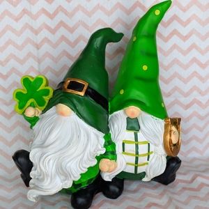 New - Cute St. Patrick's Gnome Couple - over 10" tall